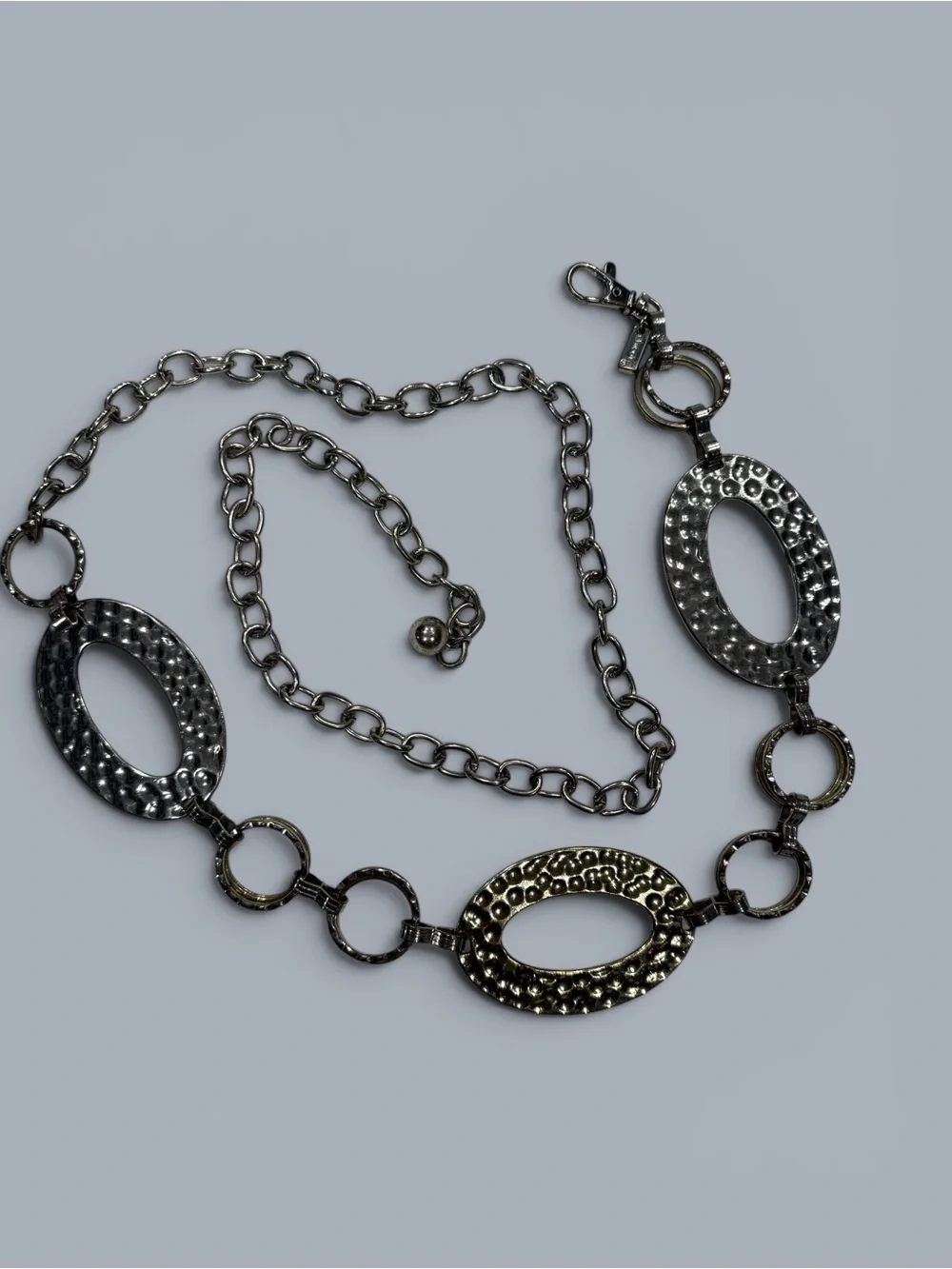 Belt Hammered Silver & Gold Tone Adjustable Chain 50 in by Chicos